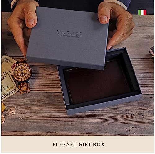 Maruse Italian Leather Passport Cover for Men and Women, Handmade in Italy - color: Orange