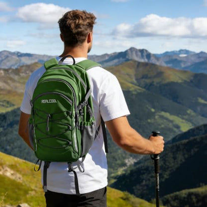 RealCool 20L Lightweight Hiking Backpack, Waterproof Daypack for Camping - color: Green, size: 20L
