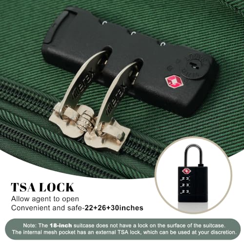 Merax 4-Piece Expandable Luggage Set,Softside Suitcase,Dark Green - color: Dark Green+18IN, style: Softside Luggage(22/26/30)