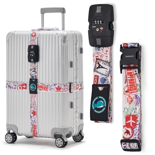 Travelkin Luggage Straps TSA Approved, Suitcase Straps with TSA Lock - color: Journey