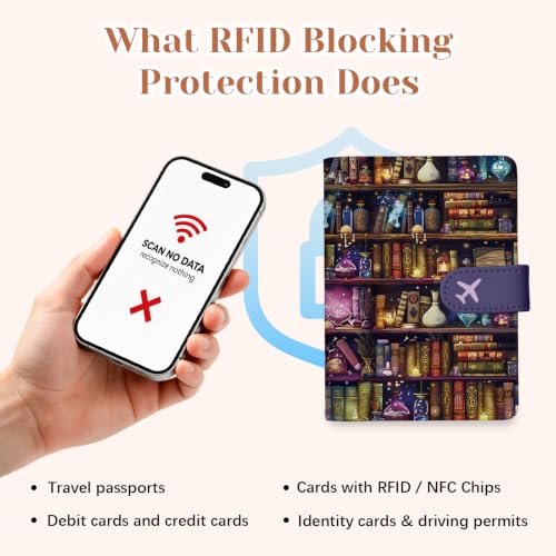 Bookish Passport Holder for Travel Essentials, RFID Blocking Wallet Case - color: Book