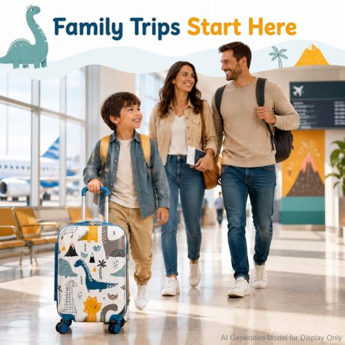 Dinosaur Kids Carry-On Luggage, 2PC Suitcase for Boys, 16" Rolling Set - color: 2PCS Boys White Dinosaur Luggage Set