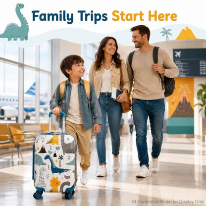 Dinosaur Kids Carry-On Luggage, 2PC Suitcase for Boys, 16" Rolling Set - color: 2PCS Boys White Dinosaur Luggage Set