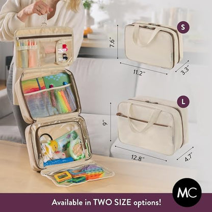 Mothercould Large Kids Travel Organizer, Hanging Bag With Hook, Beige - color: Beige, size: Large