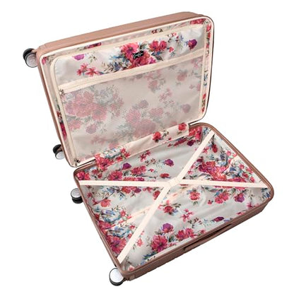 Jessica Simpson Countryside 2-Piece Set (21" & 30") Expandable 8-Wheel Spinner Large Checked Luggage Suitcase, Mocha Mousse - color: Mocha Mousse, size: 2-Piece Set