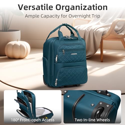 LARVENDER 4 Piece Luggage Set with Spinner Wheels - Expandable Softside Carry On Suitcase 22x14x9 Airline Approved, 16” 20" Carry On Luggage,TSA Lock, Blue - color: Blue(16/20/BP/TB), size: 4 Piece Set (16/20/BP/TB)