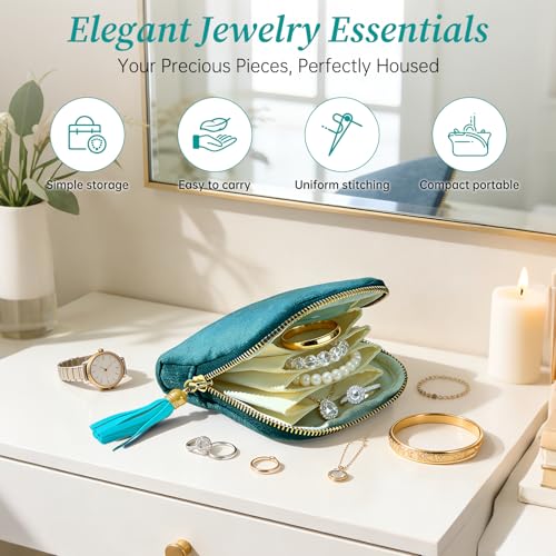2PCS Travel Jewelry Case,Portable Soft Velvet Jewelry Travel Pouch-Blue - color: Blue-2PCS