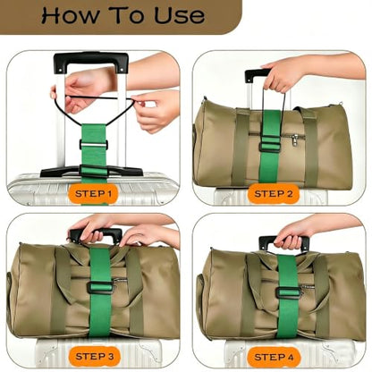 2Pack Adjustable Luggage Straps for Suitcases, Connect Bag to Suitcase (Green) - color: Green