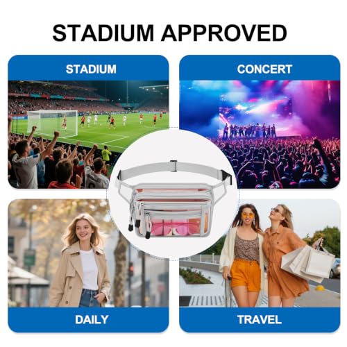 USPECLARE Clear Fanny Pack Stadium Approved Large Multi-Purpose Waist Bag - color: Silver, style: 1-pack-pvc