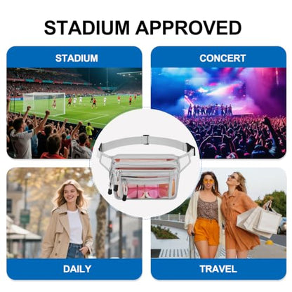 USPECLARE Clear Fanny Pack Stadium Approved Large Multi-Purpose Waist Bag - color: Silver, style: 1-pack-pvc