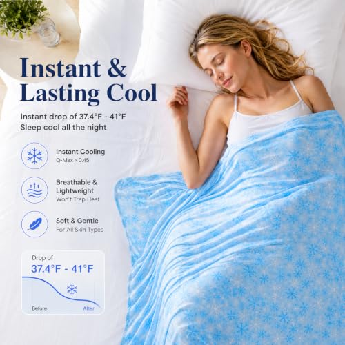 OIGAE Cooling Blanket 50'' x 70'' for Hot Sleepers, Night Sweats, Menopause - color: 1 - Blue Snowflake, size: Throw 50'' x 70''