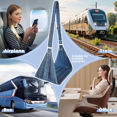 Asaiter-Airplane Foot Hammock for Plane Travel Essentials - Airplane Travel Essentials, Long Flight Foot Rest - Plane Gadgets (Deep Blue 2) - color: Deep Blue 2