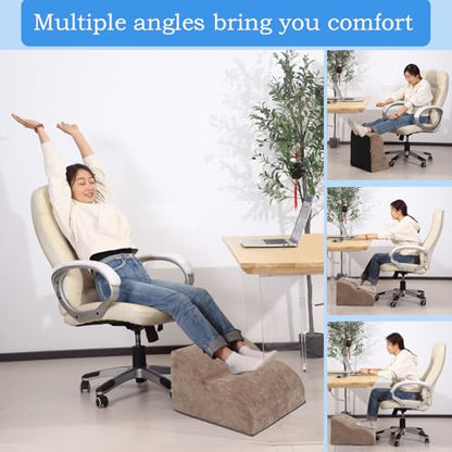 Foot Rest for Under Desk at Work.Multifunctional 3-Tier Foot Stool - color: Extra Large-brown