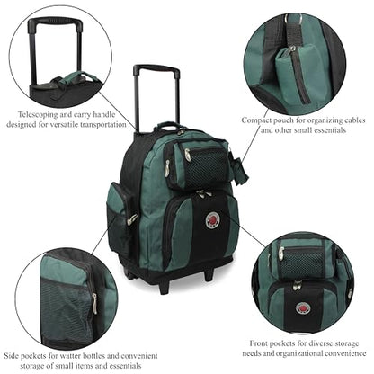 World Traveler Transworld 22-Inch Carry-On Rolling Backpack, Green - color: Green