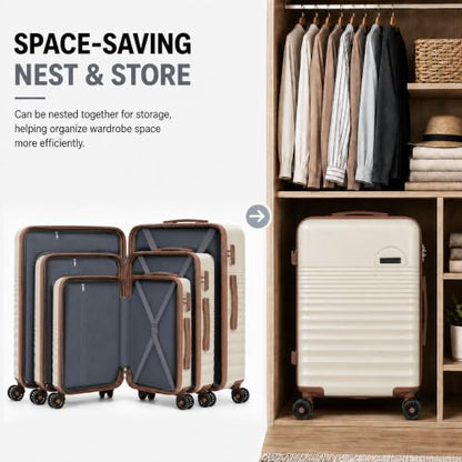 CONCEPTEN Luggage Sets 5 Piece, ABS+PC Hardshell Suitcases with Wheels - color: White, size: 5 Piece Sets (20/24/28/Db/Tb)
