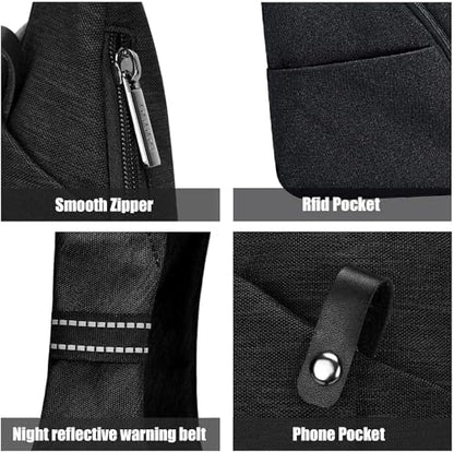 OSOCE Sling Bag for Men, RFID Blocking, Quick-Release Buckle, Black, 2.0L - color: Black 2.0, size: Large