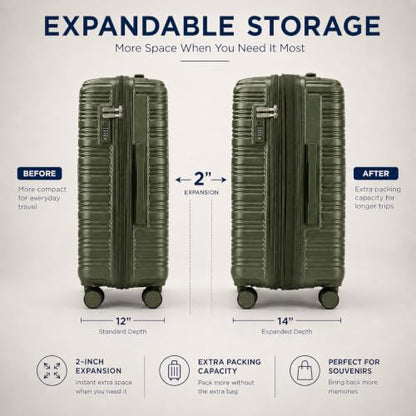 IZOD Romeo 3 Piece Hardside Expandable Luggage Set with Spinner Wheels - color: Forest, size: 3 Piece Set