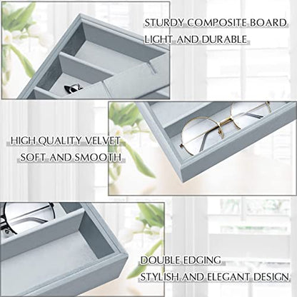 Amylove 2 Pack Sunglasses Organizer Tray Velvet Holder,8 Grids,Gray - color: Gray, size: 8 Grids