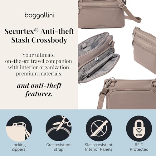 Securtex Anti-Theft Stash Crossbody - 9.25"x 6.25" Travel Safe Bag w/Locking Zippers - color: Moonrock