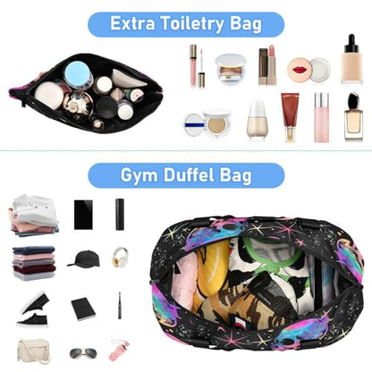 Weekender Bag for Women, Gym Sports Duffle Travel Tote with Toiletry Bag Shoes Compartment - color: Skull 18