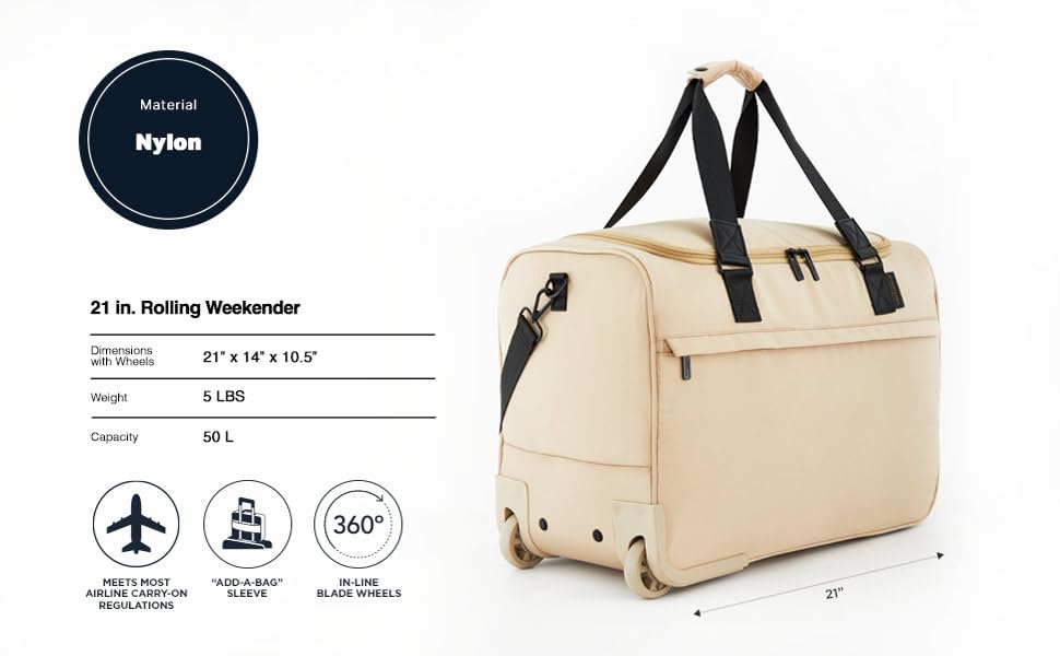 Scotch & Soda Amsterdam Travel Duffel Bag, Travertine, 21-Inch Rolling - color: Travertine, size: 21-Inch