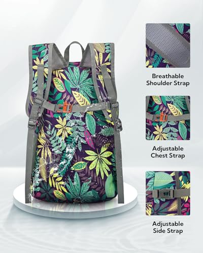 WATERFLY Small Lightweight Packable Hiking Backpack Foldable Travel Daypack - color: J-print, size: 25L