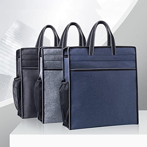 Oxford Zippered Document Bag with Handle File Tote Bag Pouch for Carrying Paper Files Books Filing Folder 1 Pack (Gray) - color: Gray