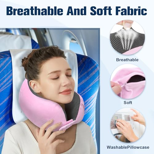 Cirorld Neck Pillow for Traveling, Travel Pillows for Airplanes Sakura Pink - color: Sakura Pink