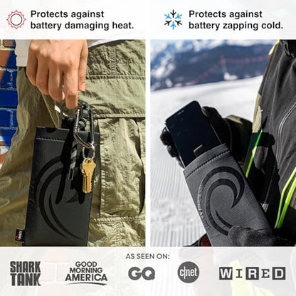 PHOOZY Apollo II Thermal Phone Case with NASA-Derived Technology - Extends Battery Life 4X in Hot or Cold Weather - Military Grade 8-Foot Drop Protection Insulated Pouch - Medium Black - color: Apollo II Blackout, size: MEDIUM