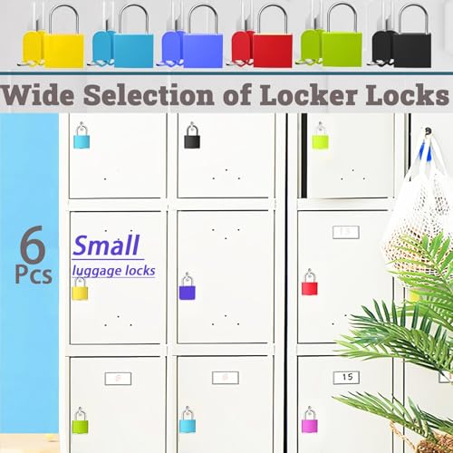 6 Pack Mini Padlocks with Keys, Waterproof Copper & Zinc Alloy Small Locks, Shatterproof & Rustproof Travel Luggage Locks for Suitcase Backpack Gym Locker Jewelry Box - Multicolor