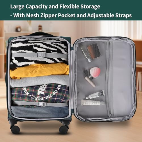 WireHot 3-Piece Softside Expandable Luggage Set, Dark Green, 20in/24in/28in - color: Dark Green