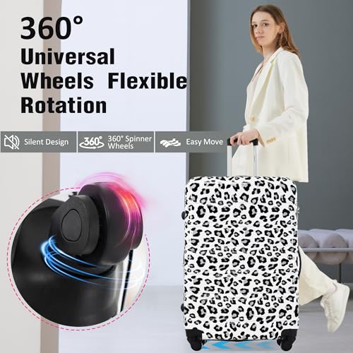 Merax Luggage Sets 3 Piece,Hardside Expandable Suitcase Set 20+24+28 IN - color: Leopard White Black, style: 3-piece Set(20/24/28)