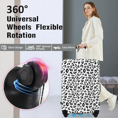 Merax Luggage Sets 3 Piece,Hardside Expandable Suitcase Set 20+24+28 IN - color: Leopard White Black, style: 3-piece Set(20/24/28)