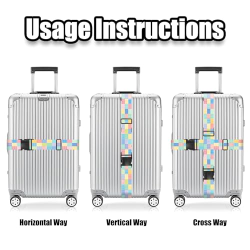 Nuxovilar Luggage Straps Set for Suitcase 1.96x90.5in Polyester - color: LU13495, size: 1.96"x90.5"