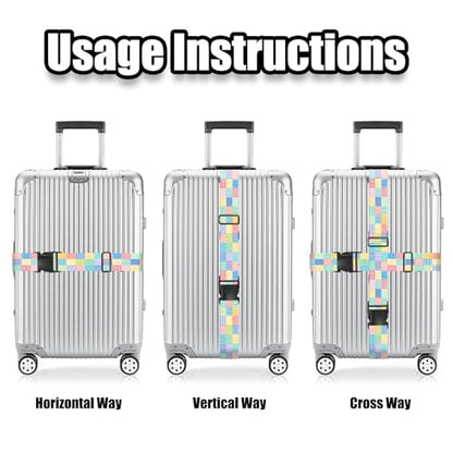 Nuxovilar Luggage Straps Set for Suitcase 1.96x90.5in Polyester - color: LU13495, size: 1.96"x90.5"