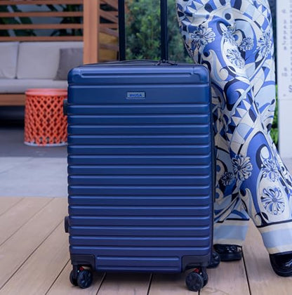 InUSA DEEP Luggage with GEL Handle | Spacious Traveling Suitcases, Travel Suitcase with Dual Spinner Wheels and Studs | 24 Inch Medium Hardside Luggage | Blue - color: Blue, size: 24 Inch