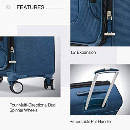 Samsonite Solyte DLX Softside Expandable Luggage with Spinner Wheels, Mediterranean Blue, Checked-Medium 25-Inch - color: Mediterranean Blue, size: Checked-Medium 25-Inch