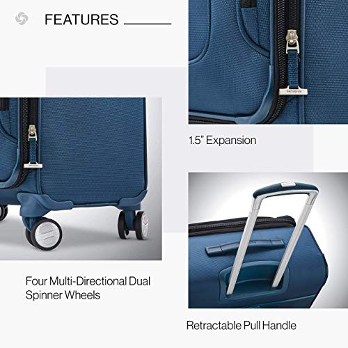Samsonite Solyte DLX Softside Expandable Luggage with Spinner Wheels, Mediterranean Blue, Checked-Medium 25-Inch - color: Mediterranean Blue, size: Checked-Medium 25-Inch