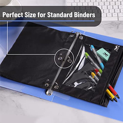 Mr. Pen- Pencil Pouch for 3 Ring Binder, 2 Pack, 10"x6.75", Smooth Zipper - color: Black, size: 2 Pack