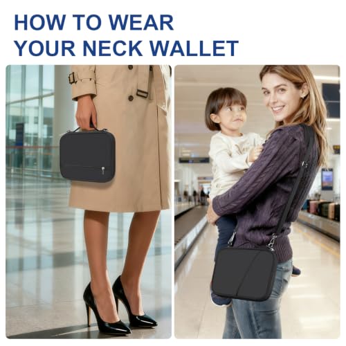 RFID 차단 기능이 있는 여행용 가족 여권 홀더, 여행 필수품 정리함 파우치 백, 여행용 가벼운 여권 지갑, 여성 및 남성용 필수 액세서리, 블랙., 라지, 경량 - color: 블랙., size: 라지