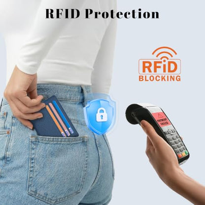 Airkit Small Slim ID Case, Womens Credit Card Holder Wallet, RFID Sleeve - color: Navy Blue