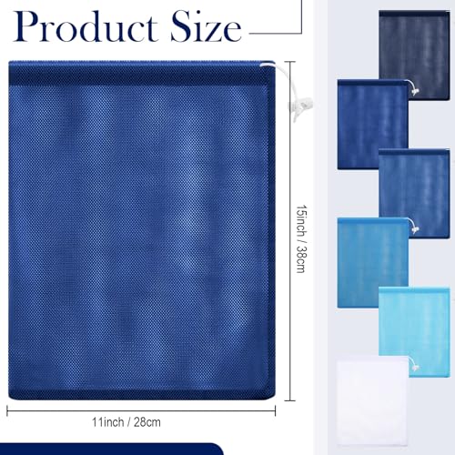 Frienda 6 Pack Mesh Drawstring Bags 11x15 Inch for Toys - color: Blue