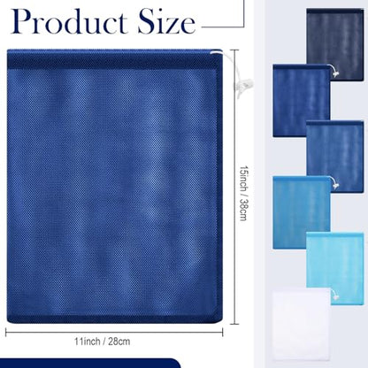 Frienda 6 Pack Mesh Drawstring Bags 11x15 Inch for Toys - color: Blue