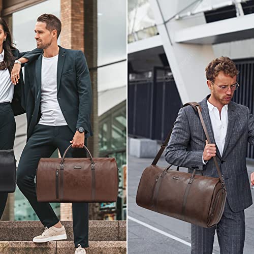 Convertible Garment Duffel Bag, 2-in-1 Hanging Suitcase for Travel - color: Wine Brown