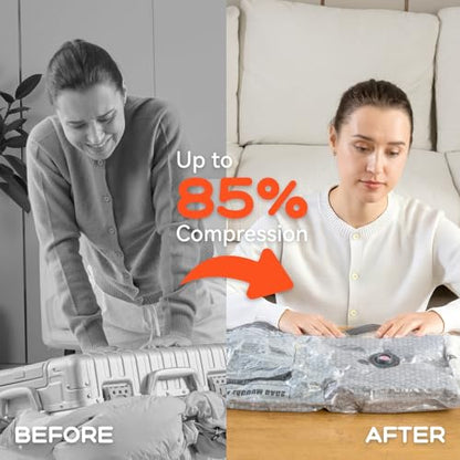 Vacuum Bags for Clothing Travel with Rechargeable Air Pump - size: 10 Combo+Pump