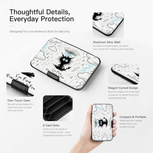 Credit Card Holder Explosive Black Cat Mini Aluminum Wallet - color: Explosive Black Cat