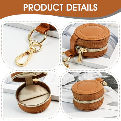 Portable Ring Keychain Holder - brown Jewelry Holder - color: brown