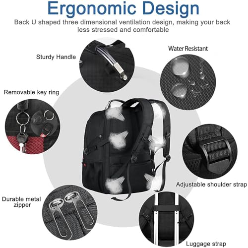 Z-MGKISS Extra Large Backpack for Men,Gaming Travel Bag Fit 18.4-19" Laptop - color: Black, size: 18.4 Inch (22''x15''x12'')