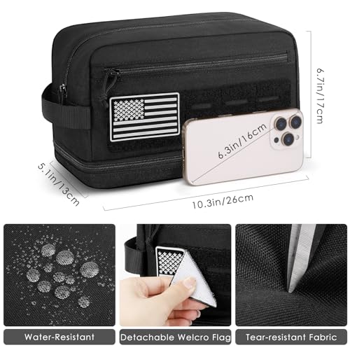 Tactical Toiletry Bag for Men, EDC Travel Hygiene Bag with Double-layer - size: M