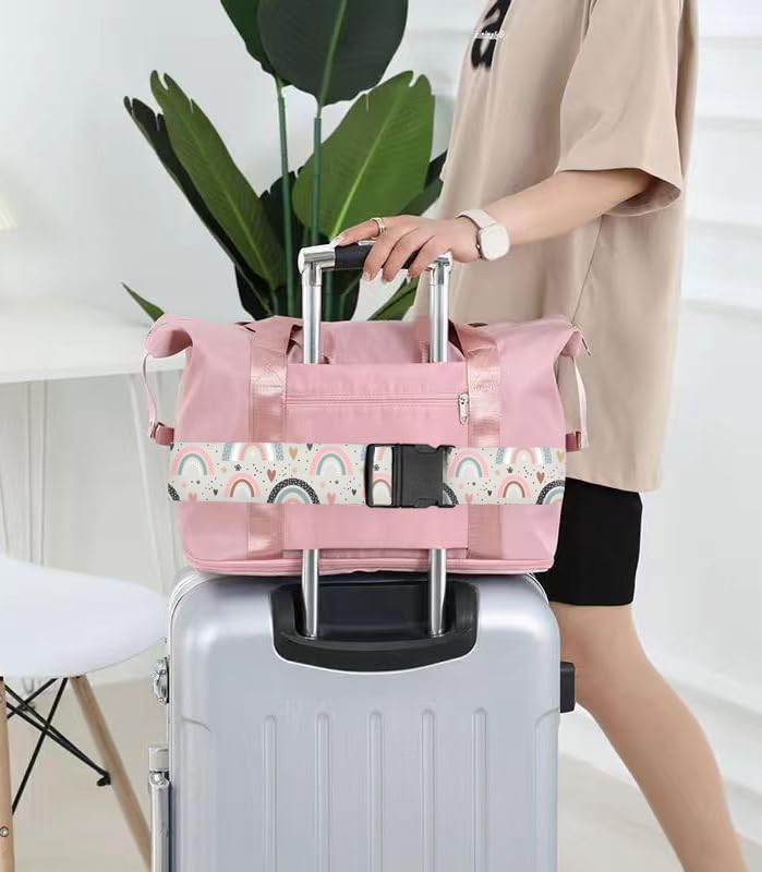 Luggage Straps for Suitcases Travel Belt Accessories, Cute Suitcase Strap, Adjustable Luggage Belt Strap, Heavy Duty with Quick-Release Buckle Luggage Strap Cute Boho Rainbows - color: Cute Boho Rainbows